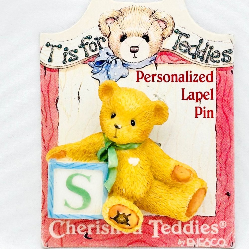 Cherished Teddies Personalized Lapel Pin by Enesco Vintage 1996